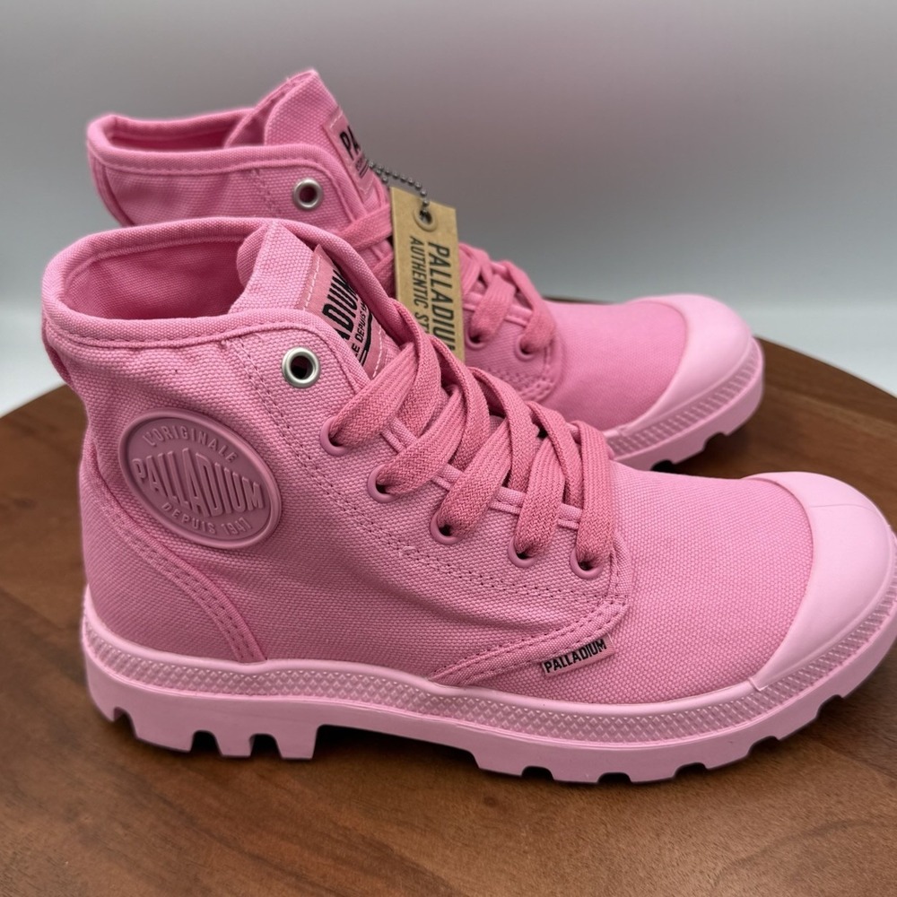 PALLADIUM  Pampa Canvas Hi V Varsity  Aurora Pink Boots Kids Size 5/W6.5/EU 37.5
